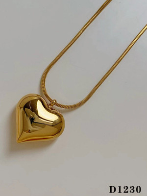 Winnifred Winnifred Anti Tarnish Stainlees Steel Gold Heart Pendent Necklace Crystal Gold-plated Plated Stainless Steel Necklace