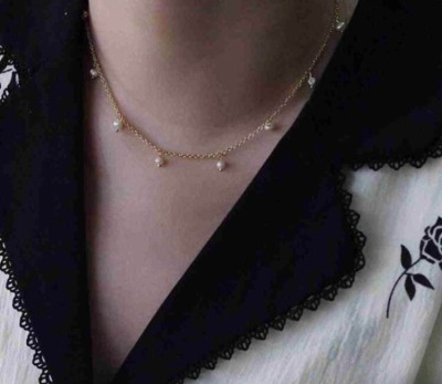 LEEJIFASHION Pearl Gold-plated Plated Brass Chain