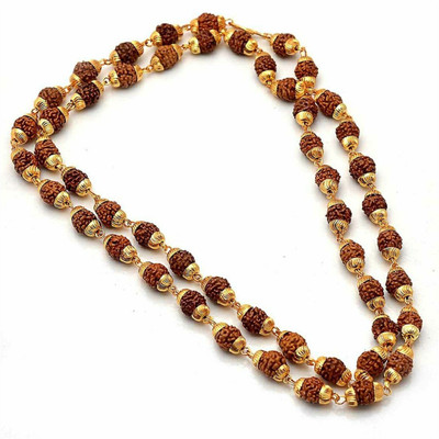JangraBro 5 Mukhi Rudraksha Mala One Gram Gold-plated Plated Copper Chain