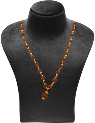 Nirvana Mukhi Most Demanded Lord Mahadev 5 Mukhi Rudraksha Mala Beads Gold-plated Plated Brass, Alloy Chain