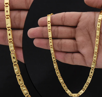 Ourshovi 1 gram High Quality Indian Polished “20” Inches Gold Chain for Men and boy Gold-plated Plated Alloy Chain