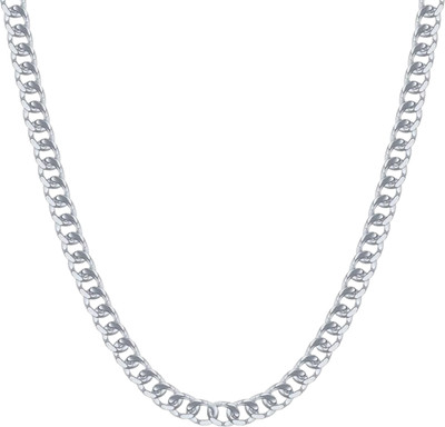 FOGGMART Stylish Lightweight Rust-Free Single Neck Rope Chain with S-Hook Clasp for Men Silver Plated Metal, Stainless Steel Chain