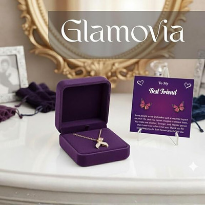 Glamovia Gold Mermaid Tail Pendant Necklace Message Card With Gift Box Best Friend Cubic Zirconia Gold-plated Plated Alloy Necklace