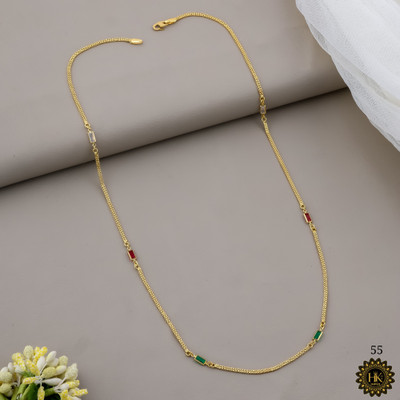 hk impex Chain ad 55 Crystal Gold-plated Plated Brass, Crystal, Copper Chain