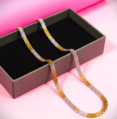 PRIDE STORE Classic Dual Tone Gold & Silver Rope Chain|Premium Chain for Men Gold-plated, Silver Plated Stainless Steel Chain