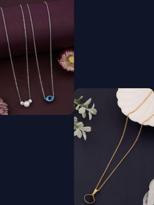 Dressberry PACK OF 3 NECKLACE CHAIN FOR WOMEN AND GIRLS Gold-plated Plated Brass Necklace Set