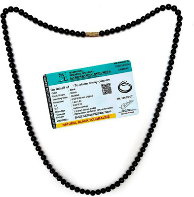SOLAVA Black Tourmaline Mala for Protection From Black Magic, Negativity, and Evil Eye Tourmaline Crystal Chain