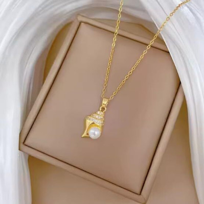 Glamovia Fox Pendant Necklace for Women Girls Message Card With Gift Box (Best Wishes) Cubic Zirconia Gold-plated Plated Alloy Necklace