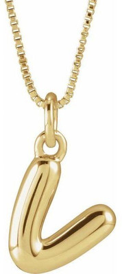 Alvara jewels ''V'' initial balloon pendant chain Gold-plated Plated Stainless Steel Chain