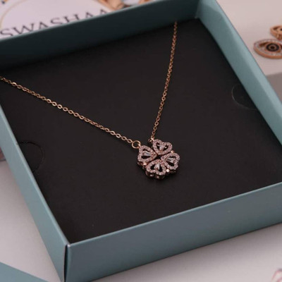 Gleve Exclusive Rose GoldPlated Heart Magnet Neckcale for women/giel Crystal Gold-plated Plated Stainless Steel Necklace
