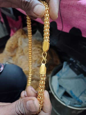 Trendy Gold (WATERPROOF HOLLOW INSIDE ) light weight south look alloy 20 inch chain Gold-plated Plated Alloy Chain