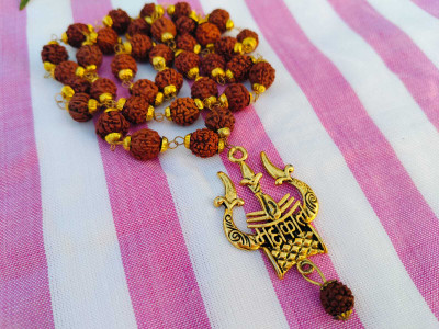 aradhya fashion shiv Big trishul rudraksha mala Beads Rudraksha Chain