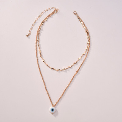 DESTINY JEWEL'S Gold Plated Evil Eye Choker Pendant Necklace For Women & Girls Pearl Gold-plated Plated Alloy Necklace