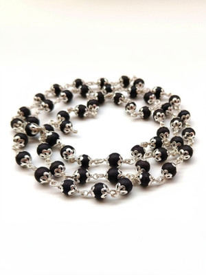 Divine rudras / Original Silver Karungali Malai 8 mm 54+1 Beads, Silver Ebony Beads Silver Plated Wood Chain
