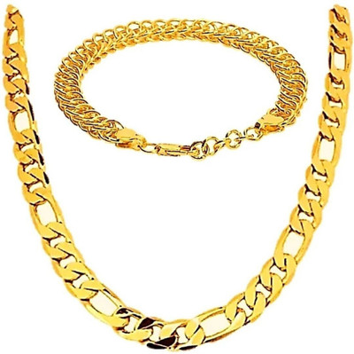 RIYAASHI Gold plated chain with bracelet jewelry set for men women boys girls Gold-plated Plated Brass Chain