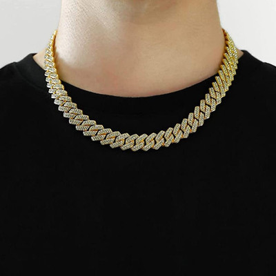 SAFISHA Cuban Gold chain Diamonds Plated, Hip Hop Chain Gold-plated Plated Alloy, Paper Chain