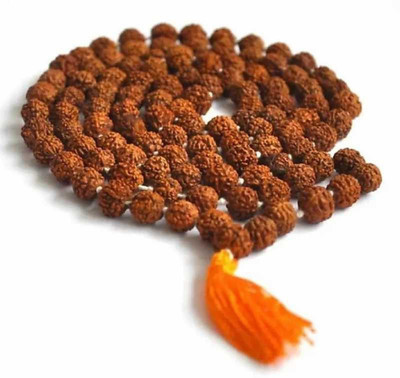 DIVINE SOUVENIRS 5 Mukhi Rudraksha Mala for Mantra Japa Meditation Hindu Yoga Wood Chain Beads Wood Chain