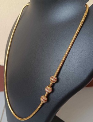 RJ FASHION MUGAPPU THALI CHAIN Cubic Zirconia Gold-plated Plated Alloy Chain