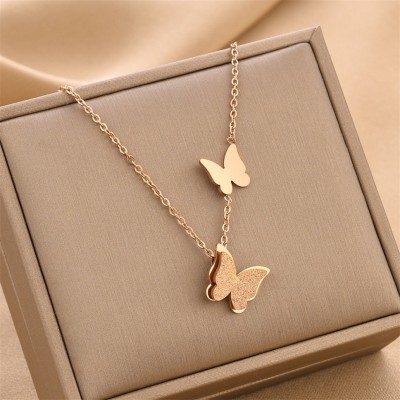 Royatto Trendy Collarbone Butterfly Clavicle Jewelry Exquisite Charm Cute Lady Neck B62 Cubic Zirconia Brass Plated Copper Necklace