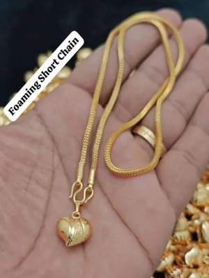 SRI SAI GOLD COVERINGS 1gram gold plated Heart mini Necklace Agate Gold-plated Plated Copper Necklace