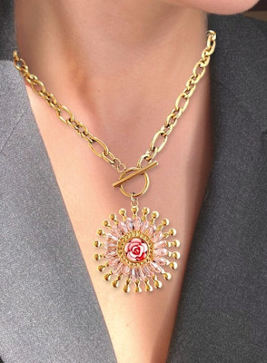 SHILPRI CREATIONS Stainless steel flower necklace Gold-plated Plated Stainless Steel Layered