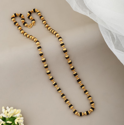 NILKANTH IMMITATION BLACK RUDRAKSHA GOLD PLATED CNC CAP MALA Gold-plated Plated Brass Chain