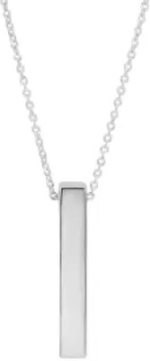 Ruhi Collection 3D Cuboid Silver Color Bar Pendant Stainless Steel Chain