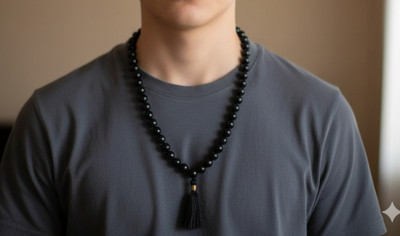 Shree Radhe Orginal black ROX Agate mala Wood Necklace