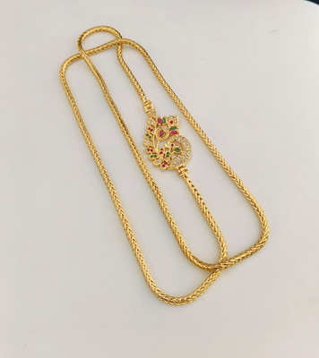 Kowsalya Gold Covering WOMAN MUGAPPU CHAIN Diamond, Emerald, Ruby Gold-plated Plated Brass Chain