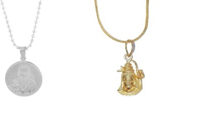 Maalgodam Stainless Steel Locket, Gold Plated Locket, Sai Baba & Lord Shiva Locket Gold-plated Plated Brass, Stainless Steel Chain