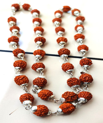 ANVIKA 5 mukhi rudraksha mala with silver cap Brass Necklace Brass Chain