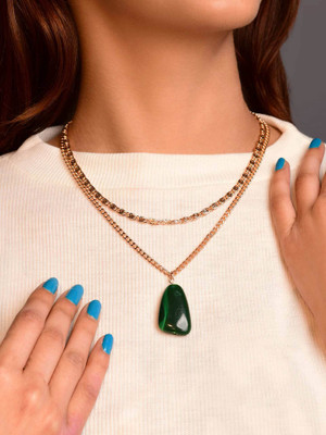 Officially Gorgeous Layered Green Pendant Anti-Tarnish CoatingNecklace for Women by EVERSTYLISH Gold-plated Plated Alloy Necklace
