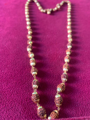 Rudraksham Gold Plated Rudraksha Mala/Chain 54+1 Beads (Set of 1) Gold-plated Plated Rudraksha Chain