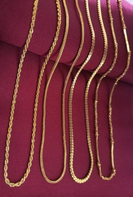 DiAj plz check size before purchase - very long size 36 inch Combo of 4 Golden Chain Gold-plated Plated Brass Chain