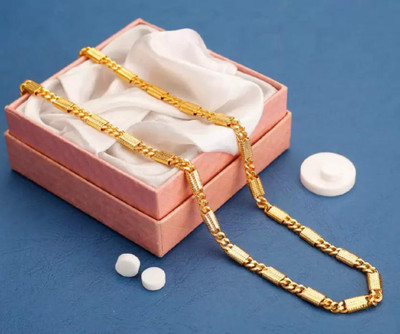 1 gram High Quality Indian Polished “21” Inches GoldChain for Men and boy Gold-plated Plated Copper Chain