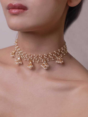 Mk Jewellery chain necklace 12 Beads Gold-plated Plated Plastic Choker