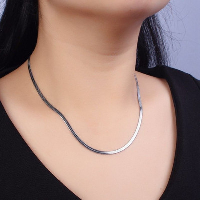 Sahelistyle Elegant Silver Plated Snake Chain For Women|Stylish Daily Wear & Party Jewellery Stainless Steel Chain