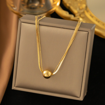 MYKI Elegant Gold-Plated Necklace with Spherical Pendant For women & girls Gold-plated Plated Stainless Steel Necklace