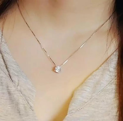 DHARM JEWELS Fancy Gold Plated Single Cubic Diamond With Chain. Diamond Gold-plated Plated Alloy Chain