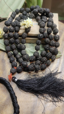 Shiv Aastha 5 Mukhi 10mm Size Black Rudraksha 108+1 Beads Mala With Nazar Wrist Band Combo Beads, Agate Dori Chain Shiv Aastha 5 Mukhi 10mm Size Black Rudraksha 108+1 Beads Mala With Nazar Wrist Band Combo Beads, Agate Dori Chain