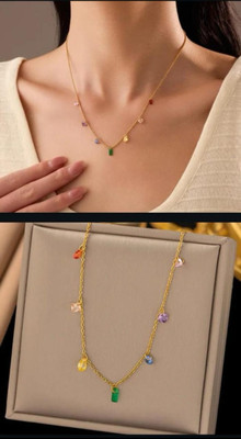 DEV VARNIKA Cubic Zirconia Gold-plated Plated Alloy Necklace