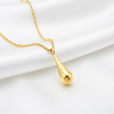 KAYYA21 Gold-Plated Teardrop Pendant Necklace for Women Gold-plated Plated Stainless Steel Necklace
