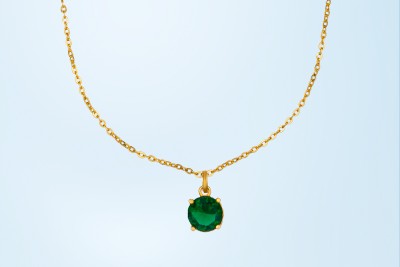 SORELLII Green Stone Pendant on a Golden Chain Cubic Zirconia Gold-plated Plated Copper Necklace