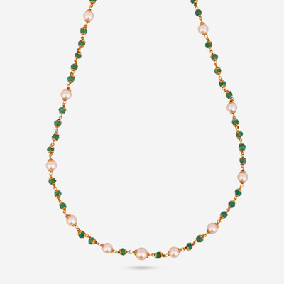 Kushal's Fashion Jewellery Green Gold-Plated Ethnic Antique Necklace Gold-plated Plated Copper Necklace