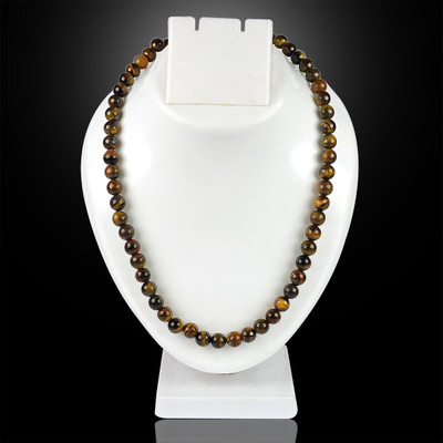 REIKI CRYSTAL PRODUCTS Natural Tiger Eye 8 mm 108 Round Beads Jaap Mala/Necklace-81.2 cm Tiger's Eye Crystal Necklace