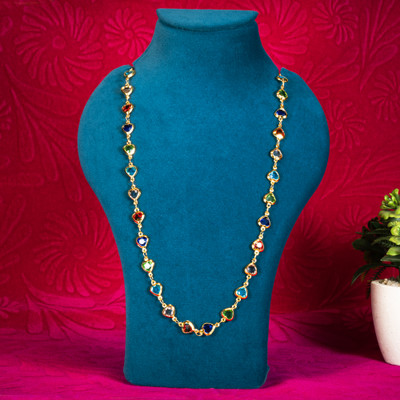 IFQARA Colorfull Multicolor Dimond Real Look Beautiful Mala For Women & Girls Zircon Gold-plated Plated Alloy Necklace