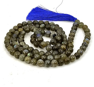 Plus Value Natural Labradorite Necklace Japa Mala 108 + 1 Beads – Vastu Fengshui Reiki Healing Crystals – Beads Size 10mm Beads, Agate, Crystal, Quartz Crystal Necklace