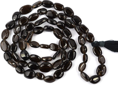 REIKI CRYSTAL PRODUCTS Smoky Quartz Oval Beads Jaap Mala/Necklace 66 cm for unisex Quartz Crystal Chain
