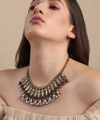 Sangria Women's Maxi Stone Statement Necklace Gold-plated Plated Alloy Necklace