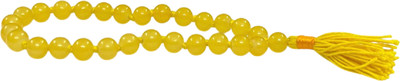 numeroastro Yellow Agate | Hakik Round Beads Mala for Jaap (8 MM) (27 Beads) Agate Stone Chain